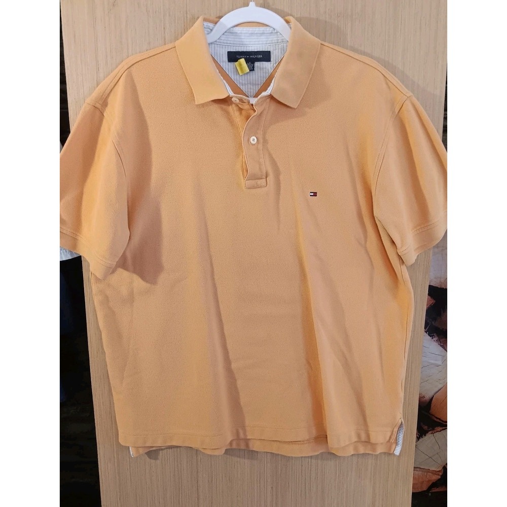 Tommy Hilfiger Lg Mens Custom Fit Short Sleeve  Collared‎ Polo Shirt 2010 Orange